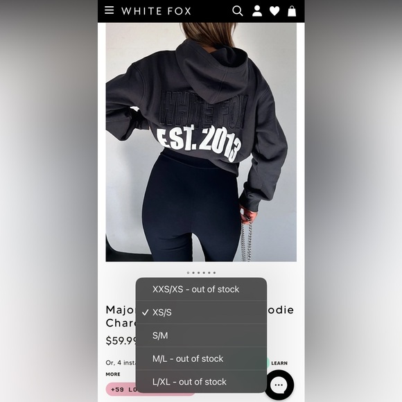 ** SOLD ** NWT White Fox Major Moves Oversized Hoodie - Picture 10 of 10